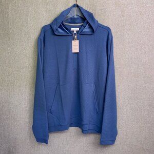 Peter Millar Grid Performance Half-Zip Hoodie Men's XL Sailor Blue NWT
